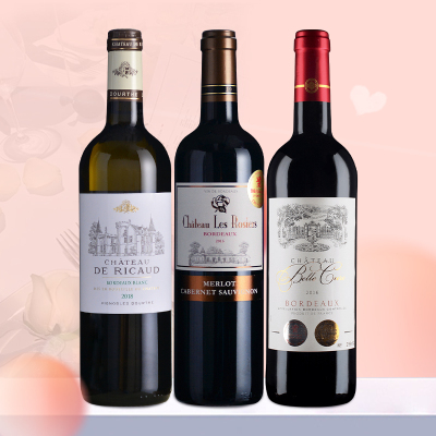 【520浪漫6瓶套装】波尔多精选红&白葡萄酒套装（玲阁堡白+玫瑰城堡红+百俪城堡红）