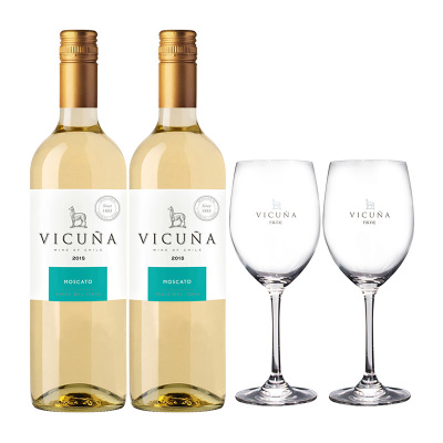 750ml双支干露羊驼甜白葡萄酒+540ml双只波尔多红酒杯套装